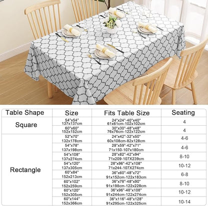 Smiry Rectangle Table Cloth, Waterproof Vinyl Tablecloth with Flannel Backing for Rectangle Tables, Wipeable Spillproof Plastic Tablecloths for Dining, Camping, Indoor and Outdoor (52"x70", White)