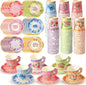 Nuogo 300 Pcs Floral Paper Tea Cups and Saucers 7 OZ Disposable Cups by Nuogo
