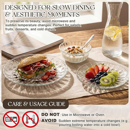 Havawish 18 Pcs Glass Dinnerware Set, Flowers | Clear Glass Plate and Bowl Sets - Image 5