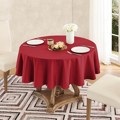 Tablecloth Linen Textured Waterproof & Stain Resistant Table Cloth Wrinkle Free Decorative Fabric Farmhouse Table Cover for Dining/Party/Buffet/Wedding, 60 x 60 Inch, Red