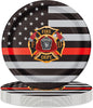 Havercamp Thin Red Line Plates-24 Pack-9 Inch-Firefighter Party Plates | Set of by Havercamp
