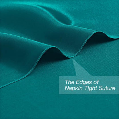 P Pothuiny 24 Pcs Teal Satin Napkins 17 x 17 Inch, Satin Cloth Napkins | Square - Image 3