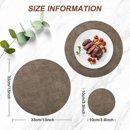 Round Faux Leather Placemats and Coasters, Reversible Heat Resistant Non-Slip - Image 3
