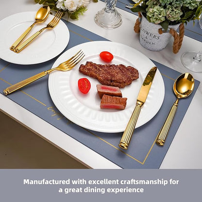 20-Piece Heavy Duty Gold Silverware Set for 4, 18/10 Stainless Steel Flatware Gold, Extra Thick Heavy Weight, Ideal for Wedding Gift