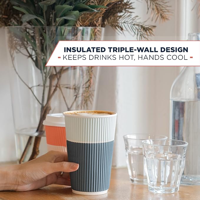 To Go Coffee Cups With Lids - 22 oz Disposable Coffee Cup With Lid. Large Togo - Image 3