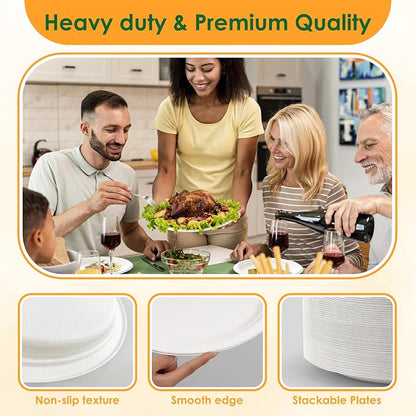 Disposable Oval Paper Plates, Compostable Heavy Duty Bagasse Platters - Image 5