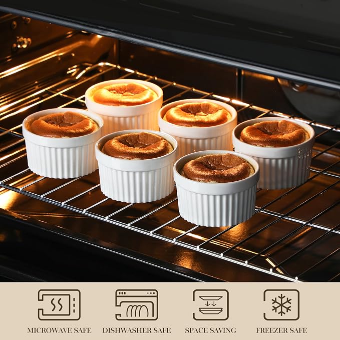 MALACASA Ramekins 10 oz Oven Safe, Porcelain Creme Brulee Ramekins Pudding - Image 4