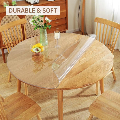 Warmstar Clear Table Protector 2mm Thick, Dia.24 Inch Round Clear Table Cover Protector, Plastic Table Cover, Clear Desk Mat Desk Pad, Desk Protector Mat for Coffee Table, Writing Desk, Dining Room