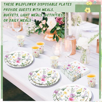 250 Pcs Wildflower Party Decorations Include Spring Summer Floral Paper Plates - Image 5