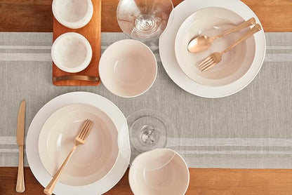 Solino Home 100% Pure Linen Table Runner, 14 x 90 in, French Stripe | Table - Image 3