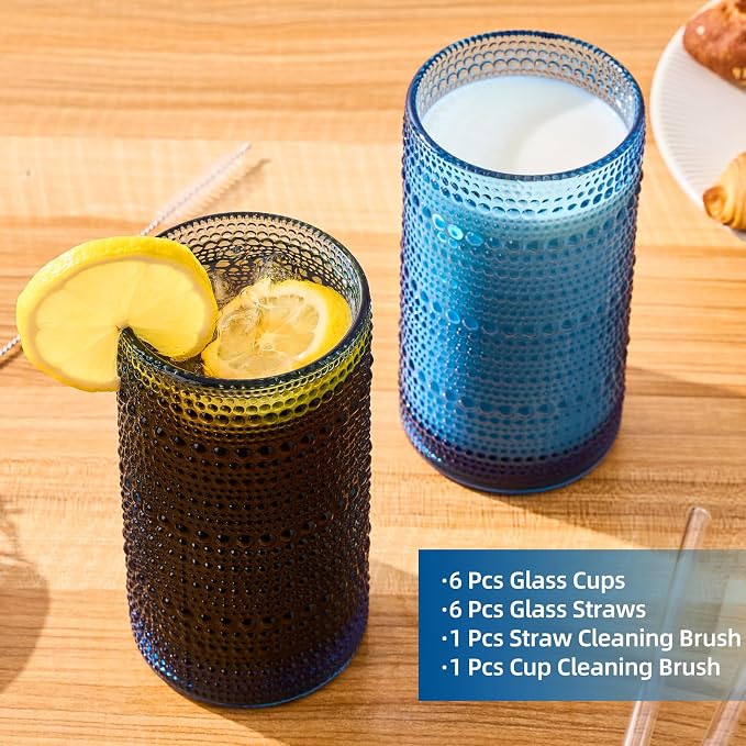 16oz Hobnail Drinking Glasses, juice and bar use - Image 5