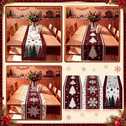 Gilprop 3 Pcs Christmas Table Runners Watercolor Table Runner, 13x72 Inch | - Image 7