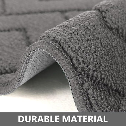 hicorfe Kitchen Rugs and Mats Sets,Non-Slip 2 Pieces Absorbent 100% Polypropylene Rug,Comfort Kitchen Runner Mat,Washable for Kitchen,Sink,Laundry(20" x 48" Plus 20" x 59",Grey)