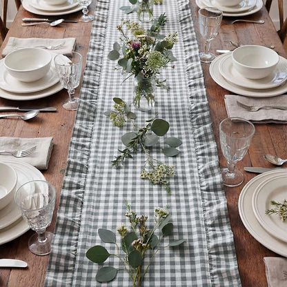 HunnmingRe 1 Pc Gingham Table Runner Light Grey, 72 X 13.8 Inch | Cotton - Image 5