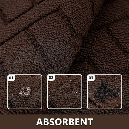 hicorfe Kitchen Rugs and Mats Sets,2 Pieces Super Absorbent Polypropylene Non-Slip Rug,Soft Comfort Floor Mat,Washable for Kitchen,Hallway,Office,Sink,Laundry(24" x 35"+24" x 71",Coffee)