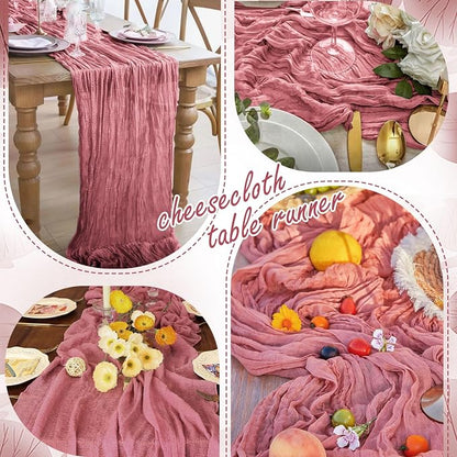 20 Pack Dusty Rose Cheesecloth Table Runner 10FT Long Boho Gauze Fabric Table - Image 6