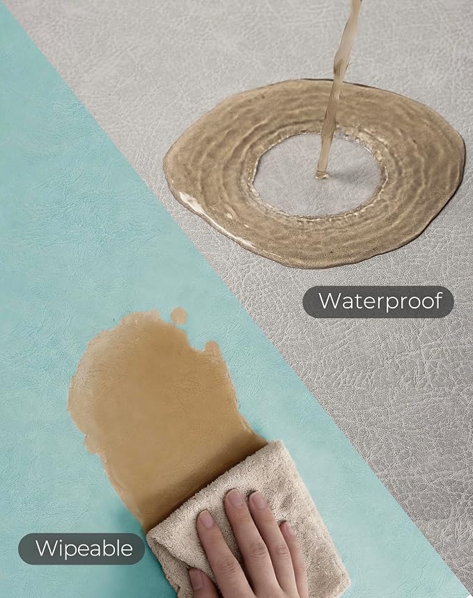 Leetaltree Reversible Faux Leather Placemats and Coasters Set of 12, 12x17 Inch - Image 4