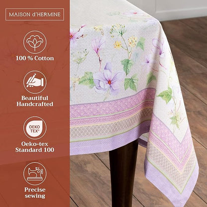 Maison d' Hermine Table Cloth Rectangle Table 100% Cotton 60 x 90 Inches Tablecloth Reusable Decorative for Dining Room Farmhouse Home Valentines Day Decorations Spring Summer - Magnolia Mornings
