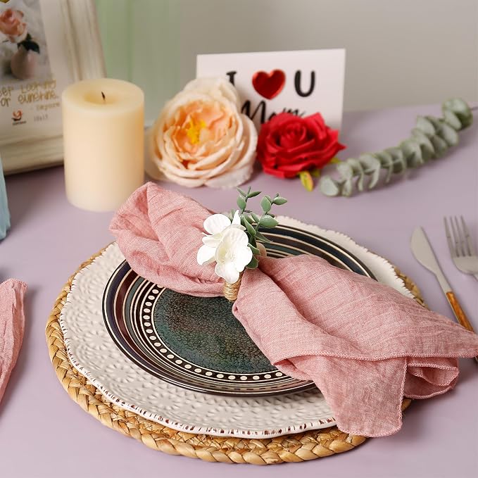 Handmade Floral Napkin Rings, Hydrangea & Eucalyptus Leaf Spring Decoration - Image 6