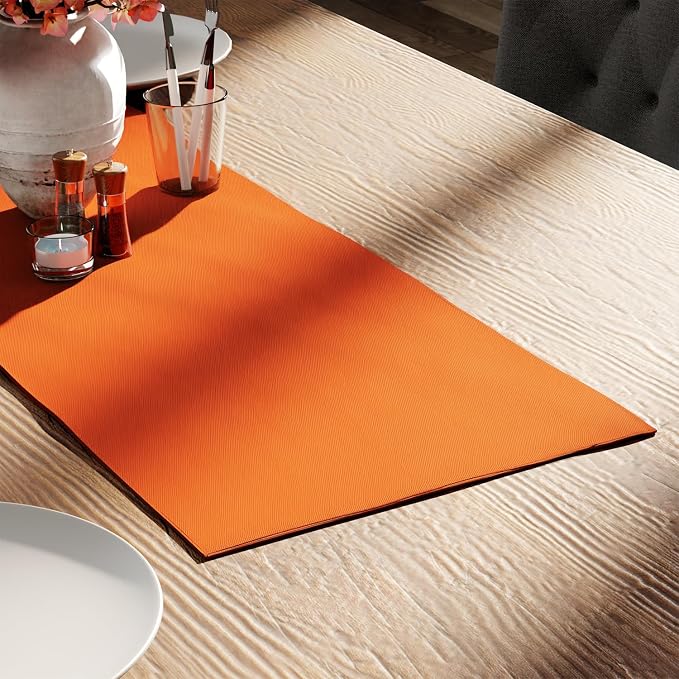 Encasa XO Table Runner, Cotton Canvas Dining Runner 13"x36" | Orange, 180 GSM by EncasaXO