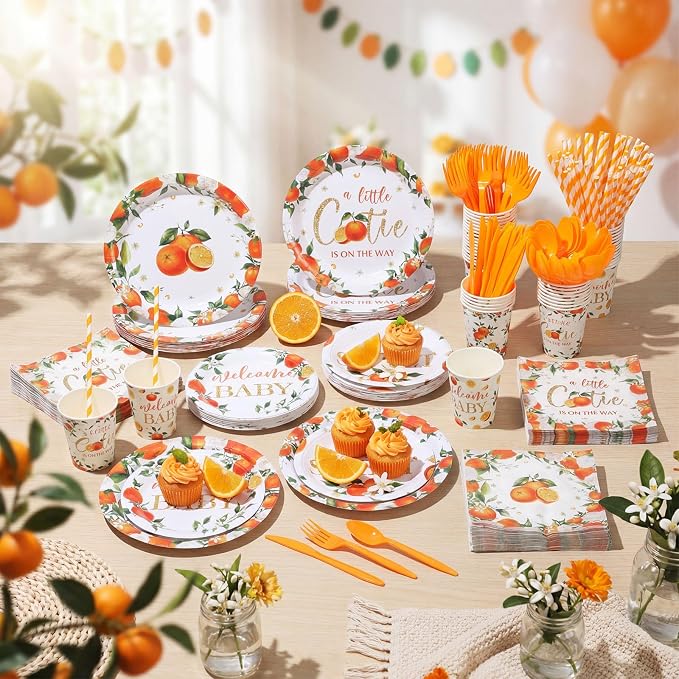450 Pcs Little Cutie Baby Shower Tableware Set Decorations A Little Cutie is on - Image 6