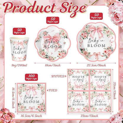 250 Pcs Baby in Bloom Baby Shower Plates Napkins - Image 2