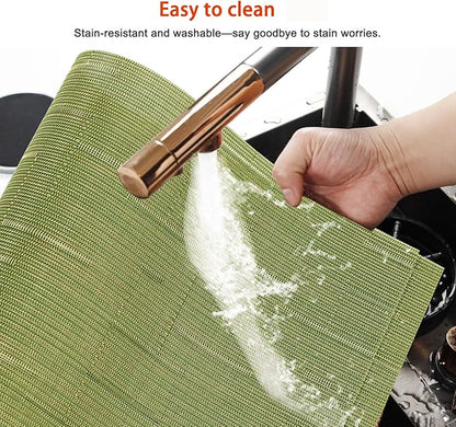 Placemats Set of 8,Washable,Heat and Stain Resistant Indoor/Outdoor Place mats,Vinyl Woven Non Slip Table Mats for Restaurant Table Protection,PVC Place mats(Green,8PCS)