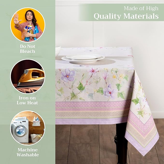 Maison d' Hermine Table Cloth Rectangle Table 100% Cotton 60 x 90 Inches Tablecloth Reusable Decorative for Dining Room Farmhouse Home Valentines Day Decorations Spring Summer - Magnolia Mornings