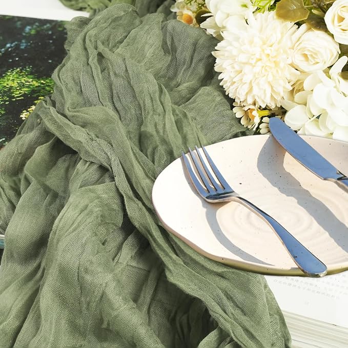 12 Pack Sage Green Cheesecloth Table Runner 10ft Boho Gauze Cheese Cloth Table - Image 4