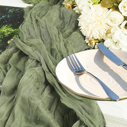 12 Pack Sage Green Cheesecloth Table Runner 10ft Boho Gauze Cheese Cloth Table - Image 4