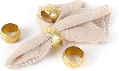 Napkin Rings Set of 12 Metal Napkin Holder Buckles Round Serveitte Rings for Fall Thanksgiving Christmas Dinner Table Decor Wedding Banquet Party Easter (Gold) - ALPHA Living HOME