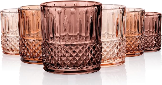 JOVGANK Mini Amber Shot Glasses Set of 6 – 1.5oz Small Fancy Vintage Ribbed by JOVGANK