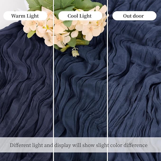 3 Pack Navy Blue Cheesecloth Table Runner, 17 x 108 Inch, Gauze Cheese Cloth - Image 6