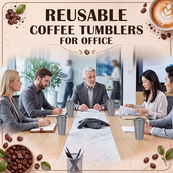 Honeydak 45 Pack 16 oz Reusable Coffee Cups - Image 4