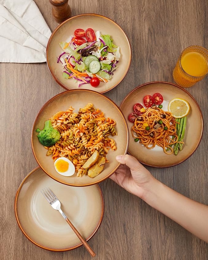 Ceramic 32 Oz Pasta Bowls, 8.75 Inch Reactive Glaze Pasta Bowl Set of 4 - Image 4