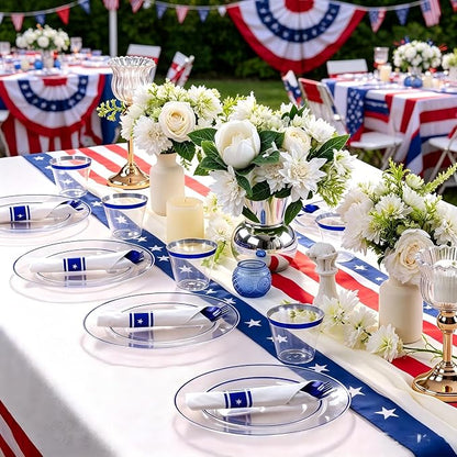 SUT 350 Pcs Blue and Clear Plastic Dinnerware Set - Image 6