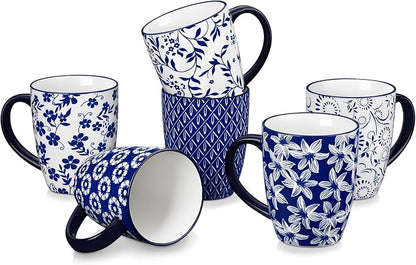 vancasso SELENE Large Coffee Mugs Set of 6, 16 Oz Porcelain Coffee Cups by vancasso