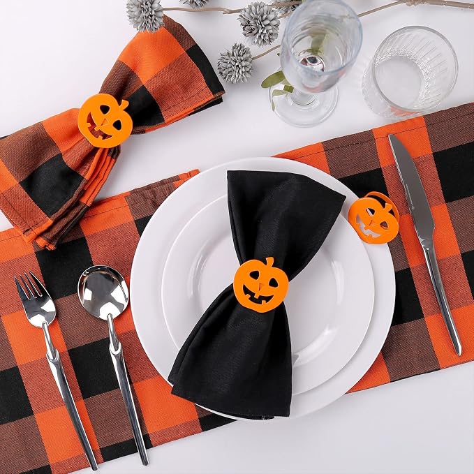 wonlex Halloween Pumpkin Napkin Rings Set of 12, Harvest Festival, Halloween - Image 5