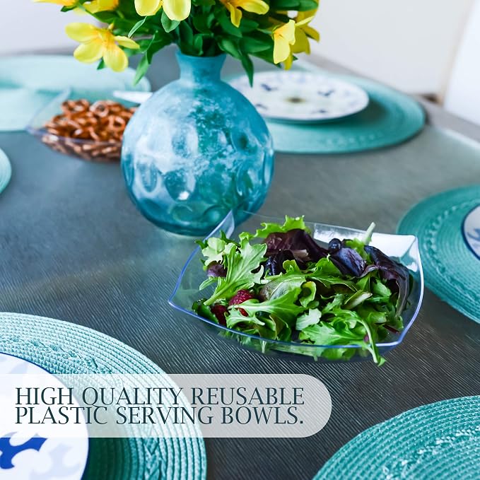 PLASTICPRO Disposable 32 ounce Square Serving Bowls, Party Snack or Salad Bowl - Image 8