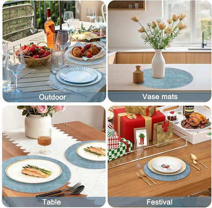 Round Faux Leather Placemats and Coasters, Reversible Heat Resistant Non-Slip - Image 7