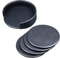 Dacasso Black Leather 4-Round Coaster Set by Dacasso