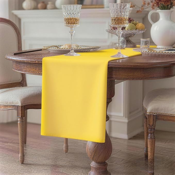 Yellow Table Runner, Waterproof Washable Runners 90 Inches Long | Reusable - Image 2