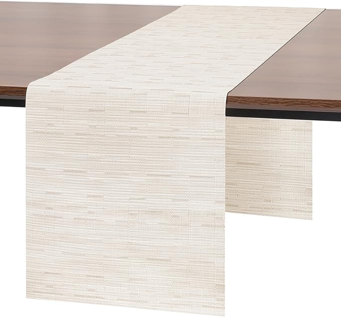 Myir JUN White Table Runner Home Decor Dining Table Runners | Vinyl Table by MyirJUN