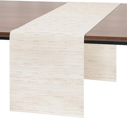 Myir JUN White Table Runner Home Decor Dining Table Runners | Vinyl Table by MyirJUN