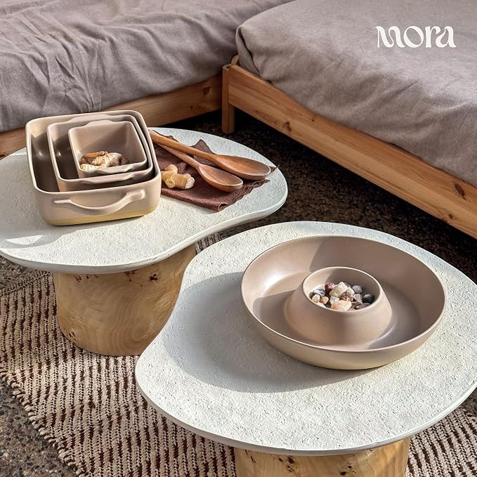 MORA Ceramic Chips and Dip Serving Tray: Large Divided Party Bowl Set - Image 7