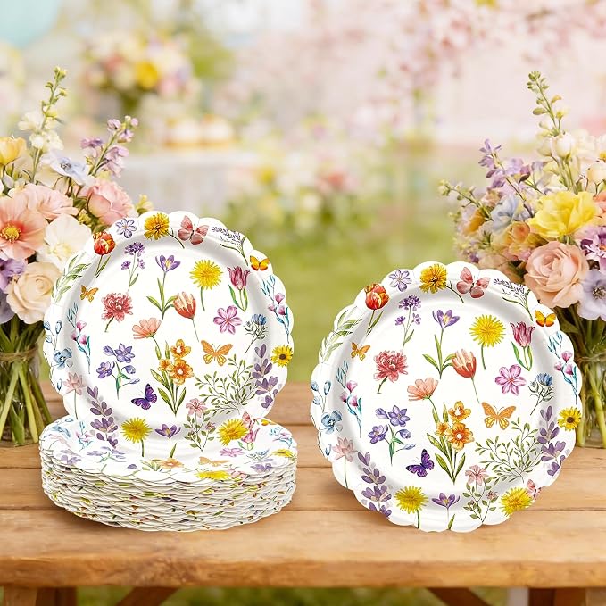40 Pcs Spring Floral Paper Plates | 7 Inch Assorted Wildflower Disposable - Image 5