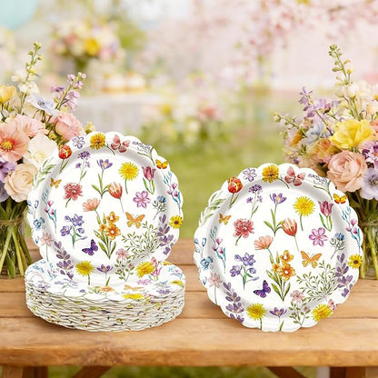 40 Pcs Spring Floral Paper Plates | 7 Inch Assorted Wildflower Disposable - Image 5