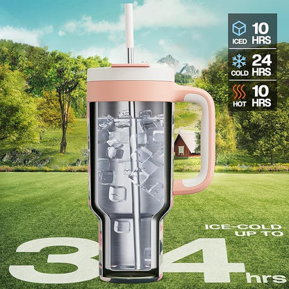 40 oz Camo Tumbler with Handle, 2-in-1 Straw and Sip Lid, Dishwasher Safe - Image 2