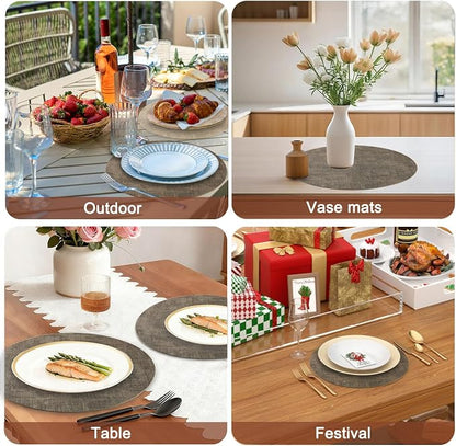 Round Faux Leather Placemats and Coasters, Reversible Heat Resistant Non-Slip - Image 7