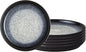 Denby - Halo Coupe Salad Plates Set of 6-8.25 Inch Reactive Glaze, Dishwasher Microwave Oven Safe - Scratch Chip Resistant Lunch, Appetizer, Dessert Plates - Grey, Black Stoneware Dinnerware Set